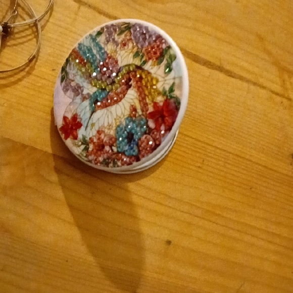 Colorful  handcrafHummingbird Magnifying Glass Mirror With Beautiful Gem Accents - Picture 4 of 6